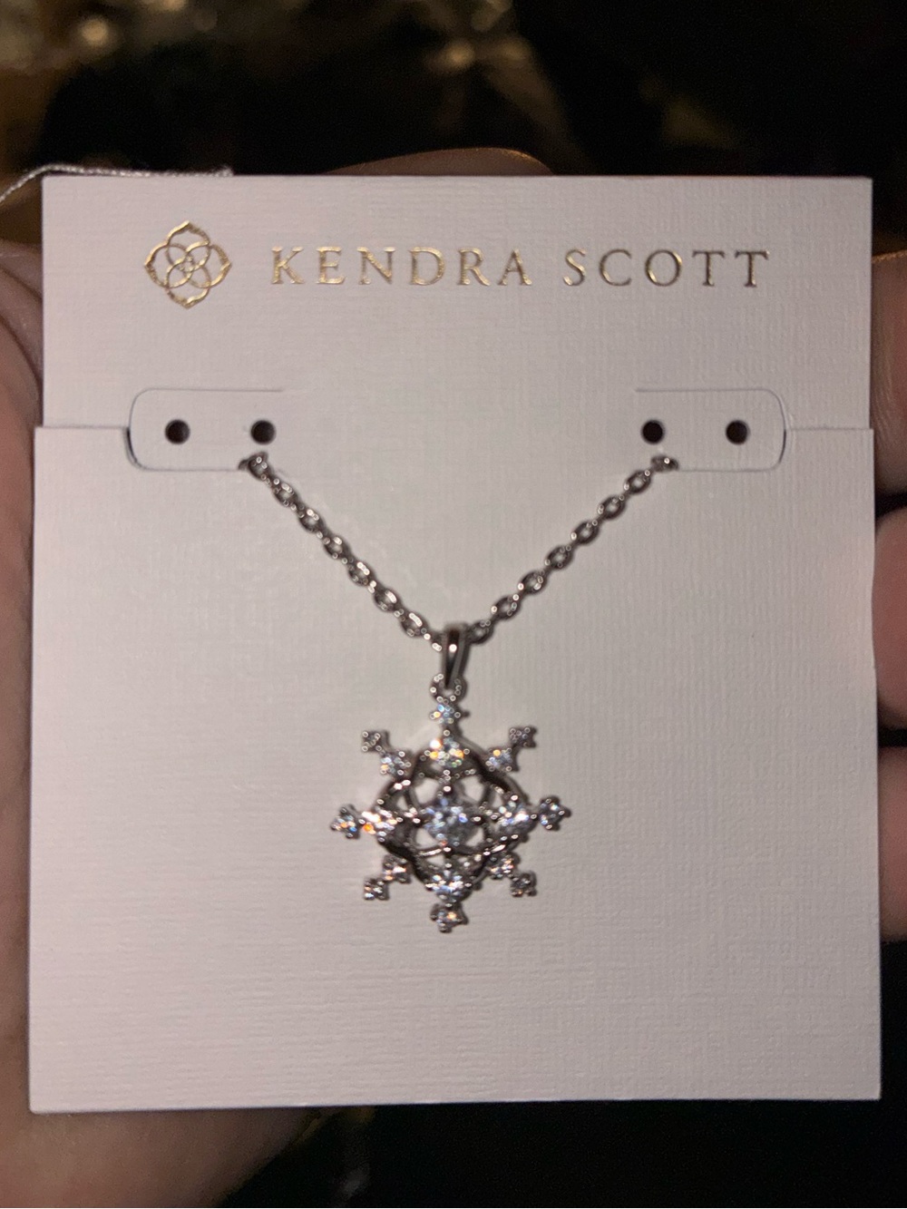 KENDRA SCOTT Christmas Rhodium & Crystals Snowflake Pendant Necklace NEW NWT